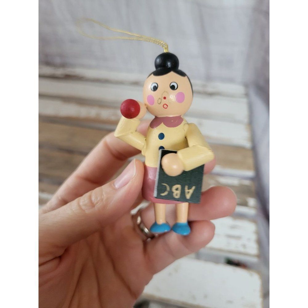 Wooden teacher ornament Xmas holiday tree